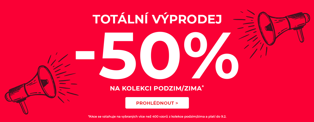 Totální výprodej -50% na na kolekci podzim/zima*